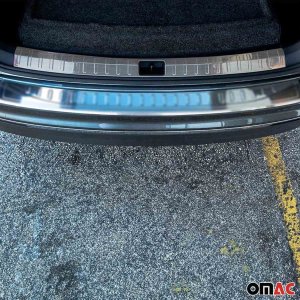 Volkswagen Tiguan Rear Bumper Sill Cover - Omac - S.Steel - Brushed Silver - '18-'24 Volkswagen Tiguan Rear Bumper Sill Cover - Omac - S.Steel - Brushed Silver - '18-'24